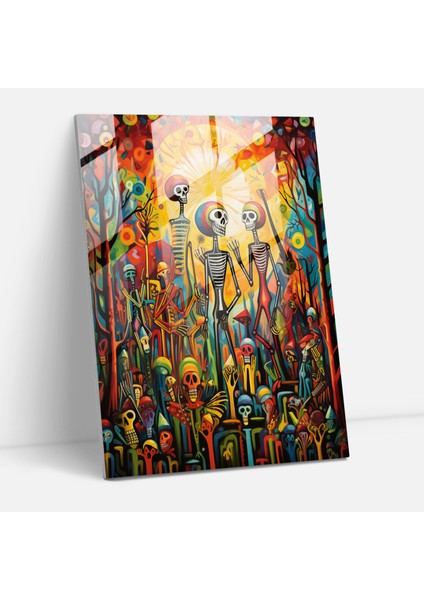 Los Muertos Cam Tablo - Canlı ve Soyut Boyama