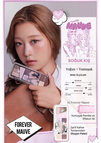 Hafif Dokulu Yoğun Renklere Sahip Göz Farı Paleti CLIO Pro Eye Palette Air (14 Forever Mauve) modelleri