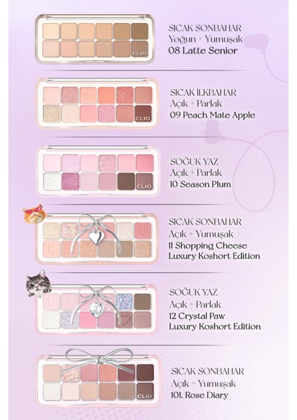 Hafif Dokulu Yoğun Renklere Sahip Göz Farı Paleti CLIO Pro Eye Palette Air (14 Forever Mauve)