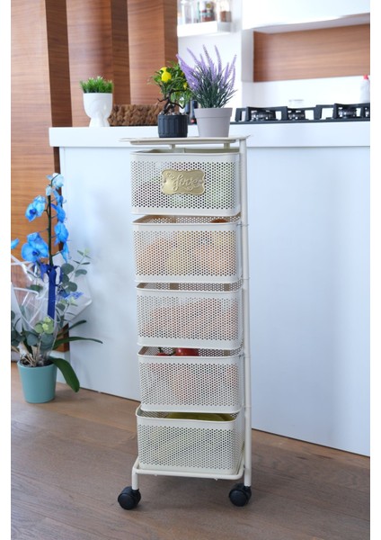 5 Katlı Metal Kare Açılır Kapanır Sebzelik