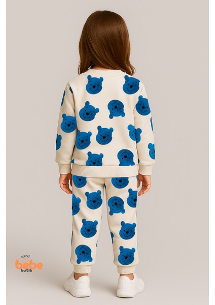 Kız Çocuk 2’li Alt Üst Takım,bisiklet Yaka Ayıcık Desenli Sweatshirt ve Eşofman Altı Günlük Giyim fiyatları