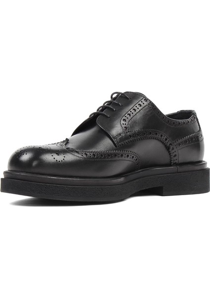 Erkek Siyah Bağcıklı Deri Klasik Ayakkabı fırsatları