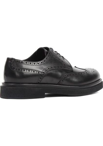 Erkek Siyah Bağcıklı Deri Klasik Ayakkabı
