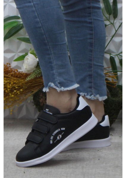 Row Milena Siyah Beyaz Rahat Hafif Sneaker Çırtlı Spor Ayakkabı modelleri