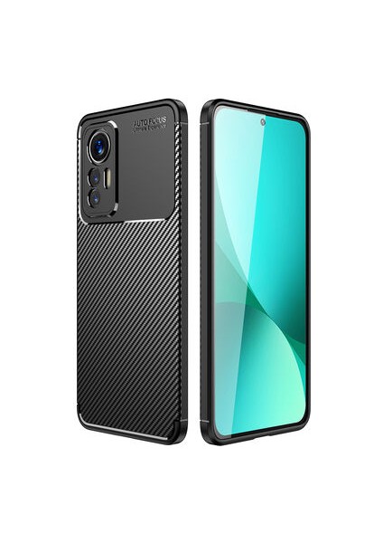 Xiaomi Mi 12 Lite Kılıf Karbon Desenli Esnek Yüksek Kaliteli Meteryalden Üretilmiş Silikon Kapak Ryc/negro
