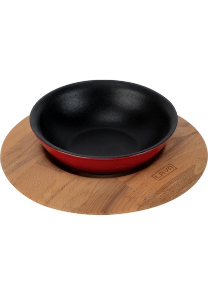 Döküm Yuvarlak Çorba Kasesi ve Kayın Servis Ahşabı. ÇAP(Ø)14CM.-BORDO fiyatları