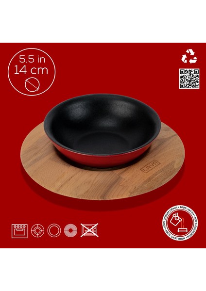Döküm Yuvarlak Çorba Kasesi ve Kayın Servis Ahşabı. ÇAP(Ø)14CM.-BORDO fırsatları