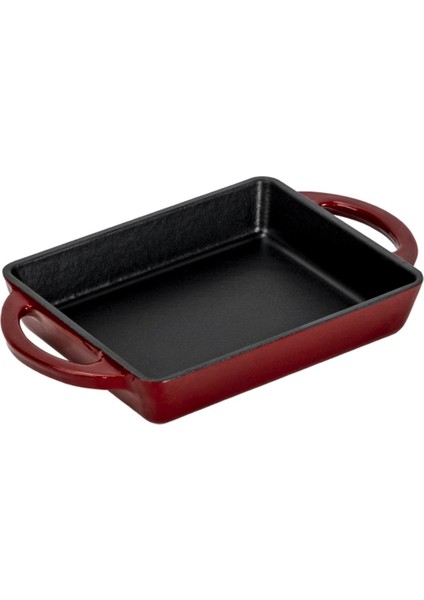 Döküm Dikdörtgen Sahan Döküm Demir Yekpare Çift Kulplu Ölçü 12X15CM.-BORDO fiyatları