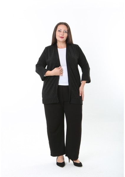 Kadın Simli Büyük Beden Hırka