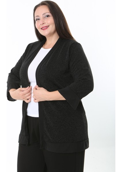 Kadın Simli Büyük Beden Hırka