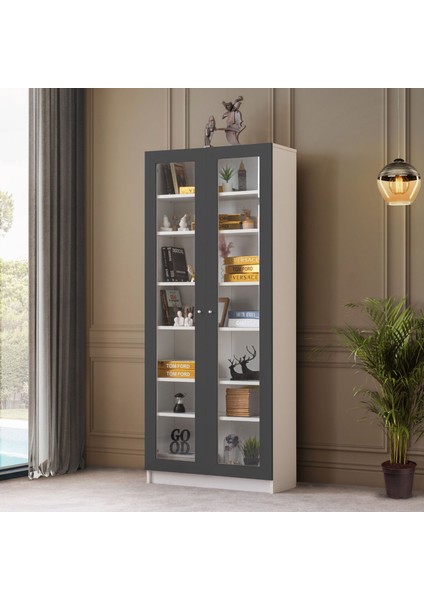 Vitrin, Lotus Kitaplık, 2 Kapaklı Cam Kapaklı Kitaplık