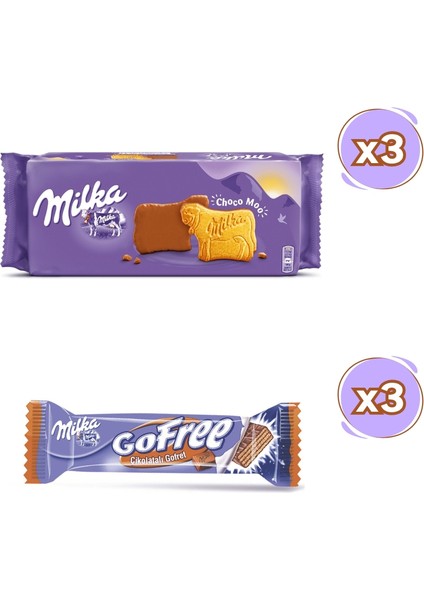 Choco Moo Bisküvi 200 Grx 3 Adet & Gofree Çikolatalı Gofret 28 Grx 3 Adet