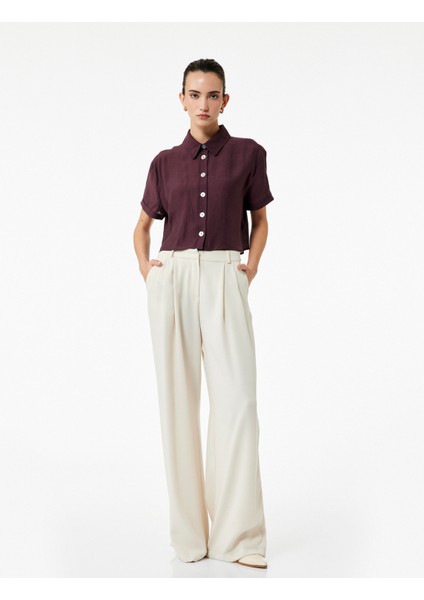 Regular Fit Kısa Kollu Klasik Yaka Crop Gömlek fiyatları