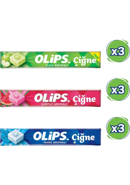 Çiğne Ferahlatıcı Şeker Paketi - Elma, Nane, Karpuz 47 Grx 15 Adet