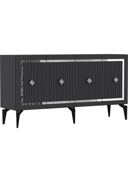 Novva Tv Sehpası (Alt Modül) ve Konsol 2'li Salon Takımı Antrasit-Gümüş modelleri