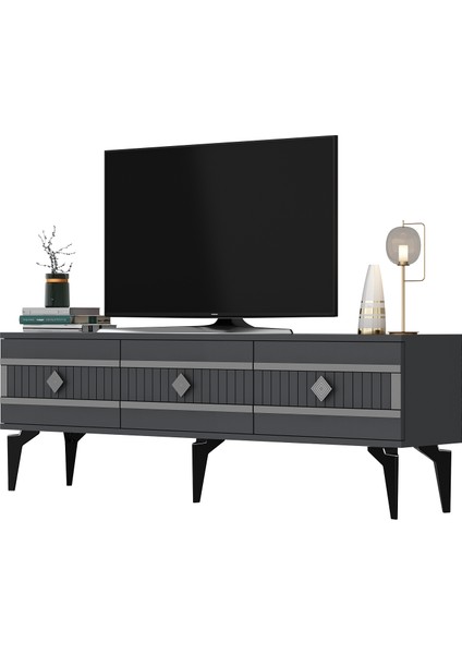 Novva Tv Sehpası (Alt Modül) ve Konsol 2'li Salon Takımı Antrasit-Gümüş fırsatları