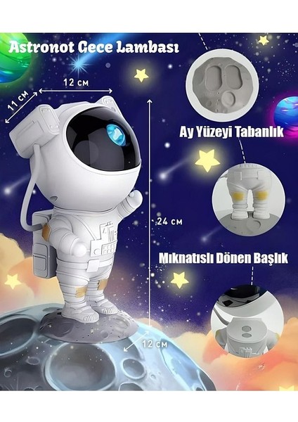 Astronot Projektör LED Işık Galaxy 360* Yıldız Projeksiyon Nasa Aurora Bulutsusu Çocuk Gece Lambası fiyatları