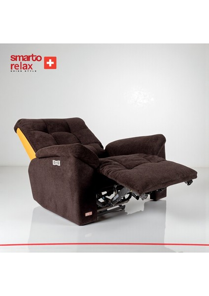 Relax TV Koltuğu Zürih Elektrikli Sırt Dayanağı Kontrol Panelli Ergonomik Kadife Polyester Kahverengi Dekoratif Baba Koltuğu modelleri