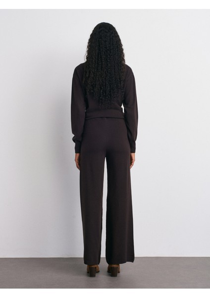 70163 Beli Lastikli Yünlü Triko Pantolon-Koyu Kahve fiyatları