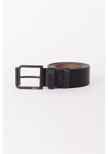 Erkek Siyah Casual Suni Deri Jean Kot Kemeri