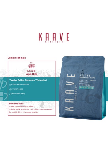 Breakfast Blend Filtre Kahve 500 gr x 3 Paket fırsatları