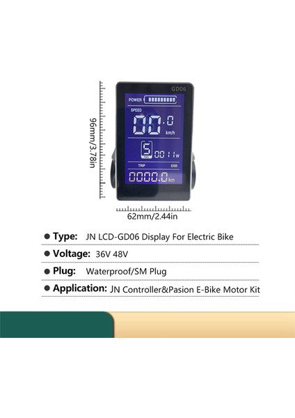 Jıannuo Kontrol Cihazı Elektrikli Scooter Göbek Motoru Dönüşüm Kiti Için Ebike Ekran LCD GD06 Büyük Dikey Ekran, Su Geçirmez (Yurt Dışından) modelleri
