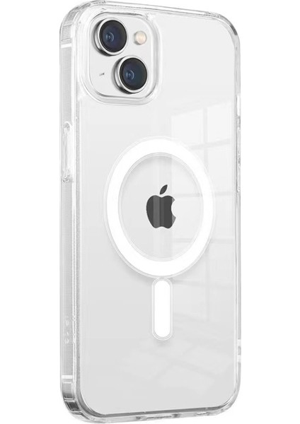 iPhone 14 Plus Magsafe Kılıf Sert Yapılı ve Şeffaf Sararmaz Premium Silikon Kapak Ryc/embos