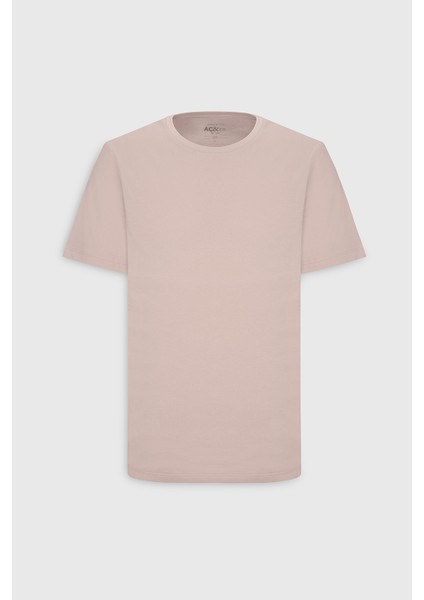 Erkek Gül Kurusu %100 Pamuk Slim Fit Dar Kesim Bisiklet Yaka Tişört