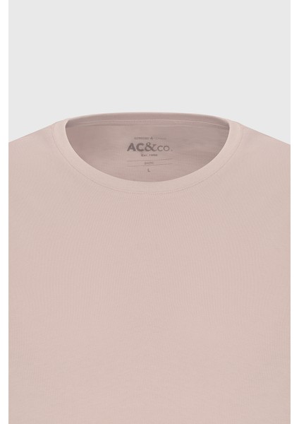 Erkek Gül Kurusu %100 Pamuk Slim Fit Dar Kesim Bisiklet Yaka Tişört