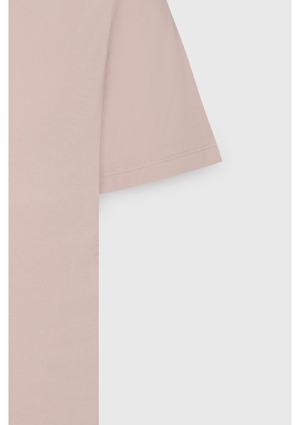 Erkek Gül Kurusu %100 Pamuk Slim Fit Dar Kesim Bisiklet Yaka Tişört