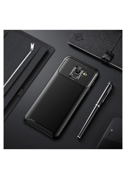 Samsung Galaxy J6 Kılıf Karbon Desenli Esnek Yüksek Kaliteli Meteryalden Üretilmiş Silikon Kapak Ryc/negro