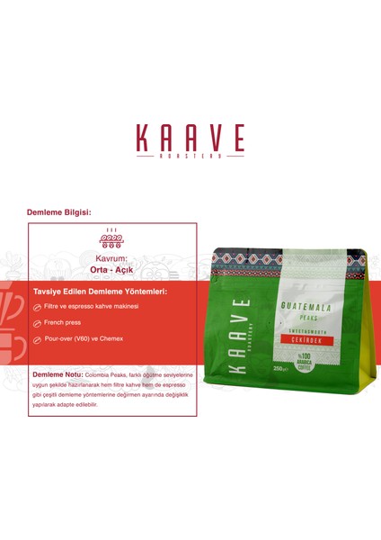 Guatemala Peaks Çekirdek Kahve 250 gr x 4 Paket fırsatları