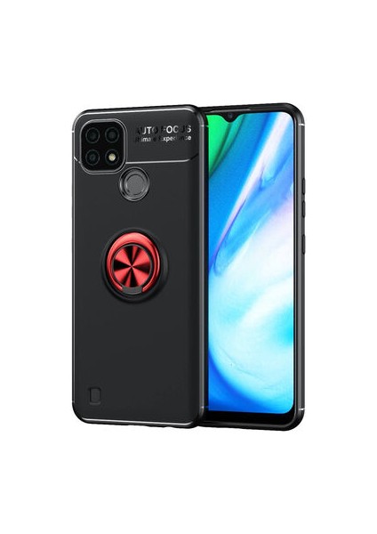 Realme C25 Kılıf Yüzüğü Stant ve Araç Tutucu Olabilen Şık Esnek Premium Silikon Kapak Ryc/ravel