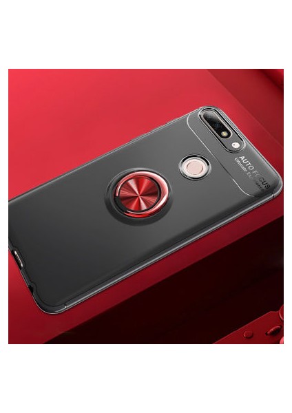 Huawei Y7 2018 Kılıf Yüzüğü Stant ve Araç Tutucu Olabilen Şık Esnek Premium Silikon Kapak Ryc/ravel