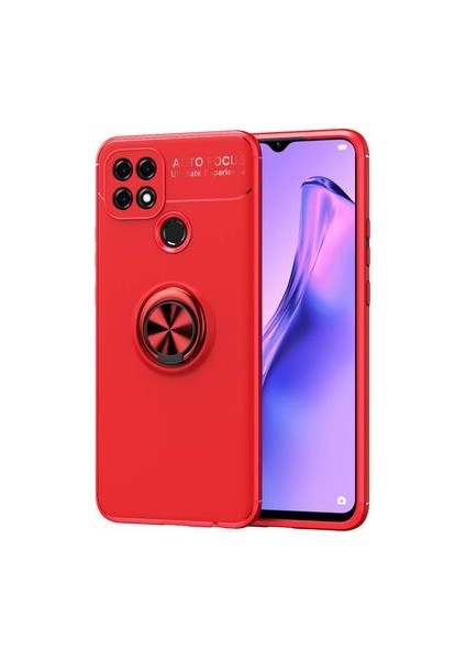 Oppo A15 Kılıf Yüzüğü Stant ve Araç Tutucu Olabilen Şık Esnek Premium Silikon Kapak Ryc/ravel