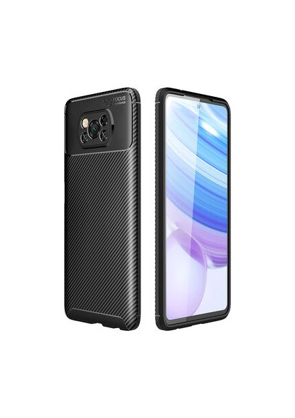 Poco X3 Kılıf Karbon Desenli Esnek Yüksek Kaliteli Meteryalden Üretilmiş Silikon Kapak Ryc/negro