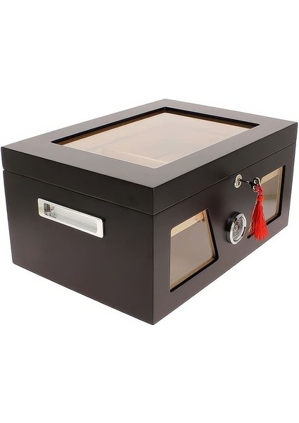 Siyah 2 Katlı Camlı Humidor Puro Kutusu RC21 fiyatları