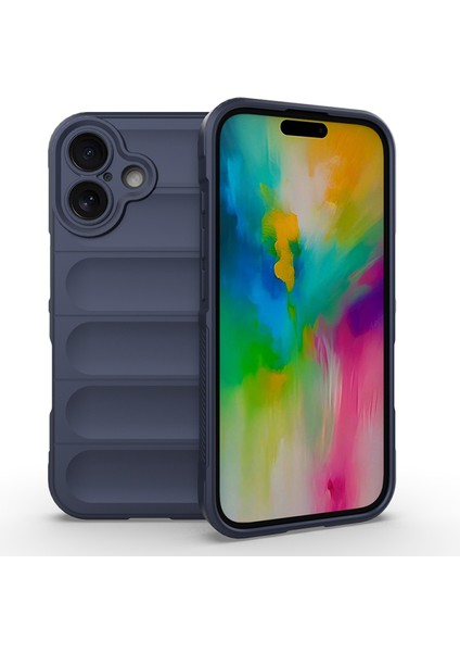 Apple iPhone 16 Kılıf Içi Kadife Dolgulu Dalga Tutma Haznelli Premium Tpu Silikon Kapak Ryc/etnik