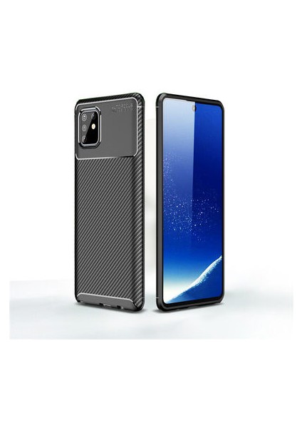 Samsung Galaxy A81 Kılıf Karbon Desenli Esnek Yüksek Kaliteli Meteryalden Üretilmiş Silikon Kapak Ryc/negro