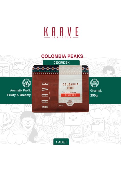Colombia Peaks Çekirdek Kahve 250 gr fiyatları