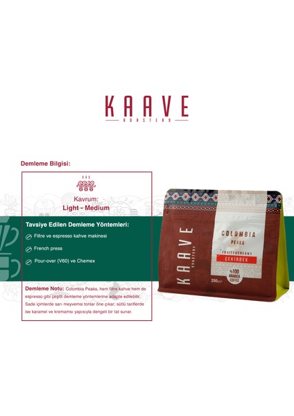 Colombia Peaks Çekirdek Kahve 250 gr modelleri