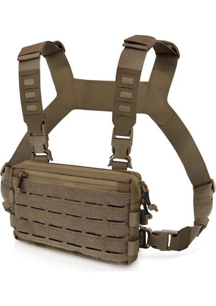 Çok Işlevli Taktik Yelek Göğüs Çantası Oxford Kumaş Açık Hava Avcılık Molle Hayatta Kalma Çantası-Kahverengi (Yurt Dışından)