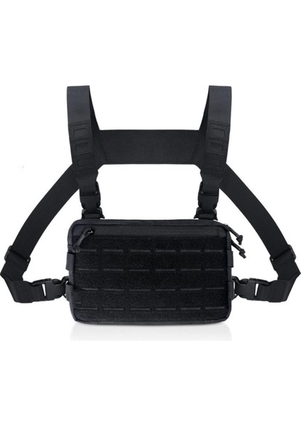 Çok İşlevli Taktik Yelek Göğüs Çantası Oxford Kumaş Açık Hava Avcılık Molle Hayatta Kalma Çantası-Siyah (Yurt Dışından)