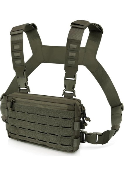 Çok Işlevli Taktik Yelek Göğüs Çantası Oxford Kumaş Açık Hava Avcılık Molle Hayatta Kalma Çantası-Yeşil (Yurt Dışından)