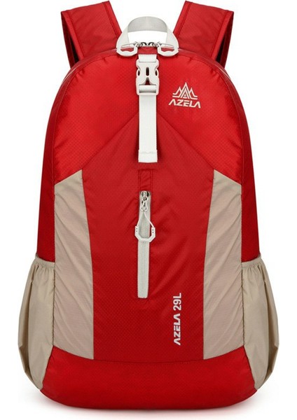 Azela A1342 Hafif Naylon Katlanabilir Sırt Çantası Açık Hava Yürüyüş Tırmanma Seyahat Günlük Sırt Çantası-Kırmızı (Yurt Dışından)