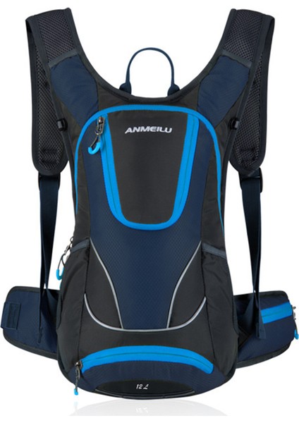 Anmeılu 1029 Spor Sırt Çantası 12L Hafif Seyahat Sırt Çantası Kask Ağı ve Yağmurluklu Kadın Erkek-Koyu Mavi (Yurt Dışından)