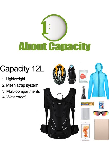 Anmeılu 1029 Spor Sırt Çantası 12L Hafif Seyahat Sırt Çantası Kask Ağı ve Yağmurluklu Kadın Erkek-Koyu Mavi (Yurt Dışından) fiyatları