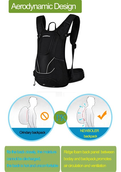 Anmeılu 1029 Spor Sırt Çantası 12L Hafif Seyahat Sırt Çantası Kask Ağı ve Yağmurluklu Kadın Erkek-Koyu Mavi (Yurt Dışından) modelleri