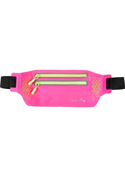 Ultra Ince Çift Fermuarlı Açık Hava Koşu Spor Bel Çantası 7.2 Inç Telefon Saklama Bel Çantası-Gül (Yurt Dışından)