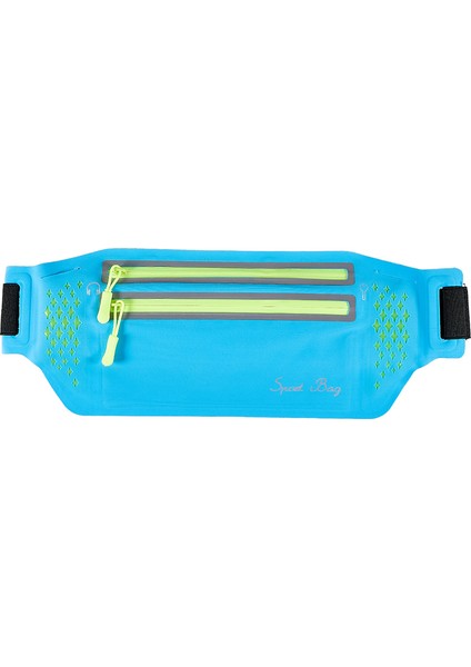 Ultra Ince Çift Fermuarlı Açık Hava Koşu Spor Bel Çantası 7.2 Inç Telefon Saklama Bel Çantası-Bebek Mavisi (Yurt Dışından)